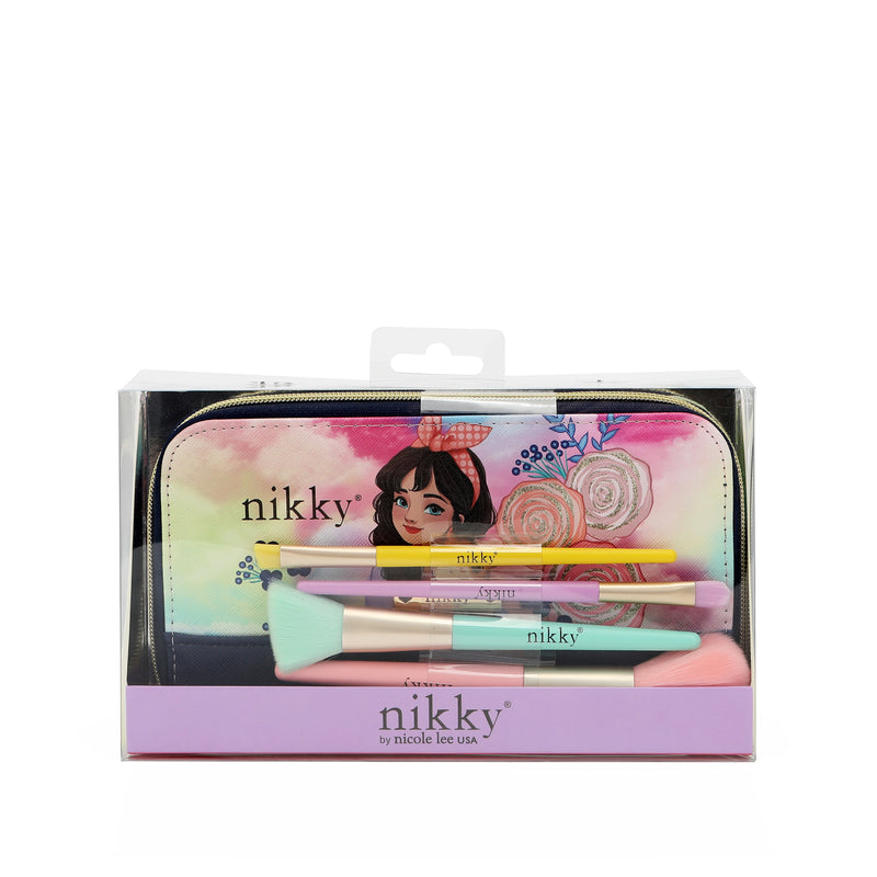 SET DE PINCELES DE MAQUILLAJE CON ESTUCHE NIKKY