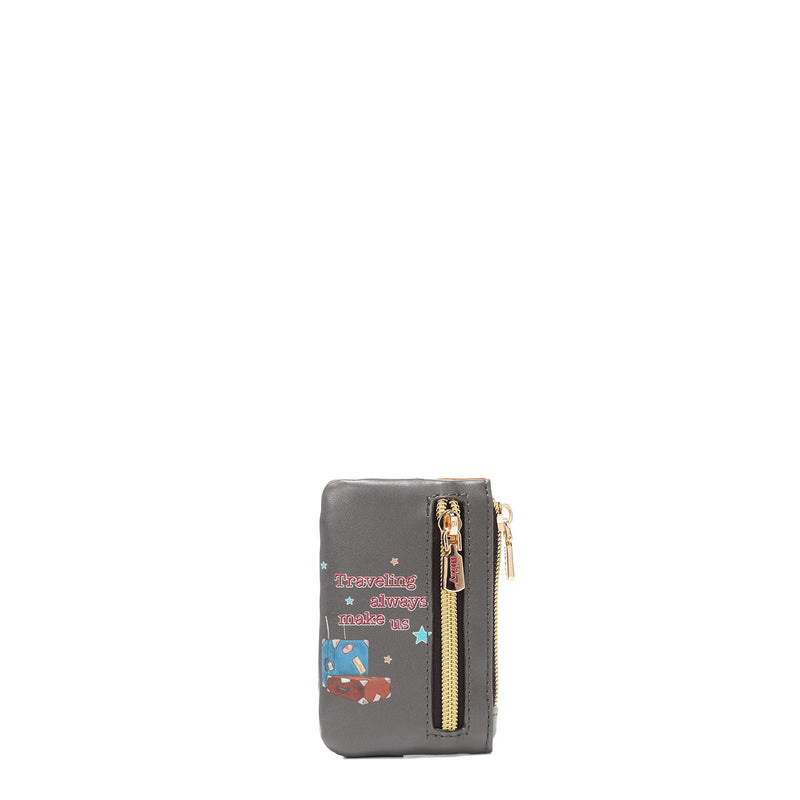 MINI CARD HOLDER WITH ZIPPER CLOSURE AND SNAP BUTTON