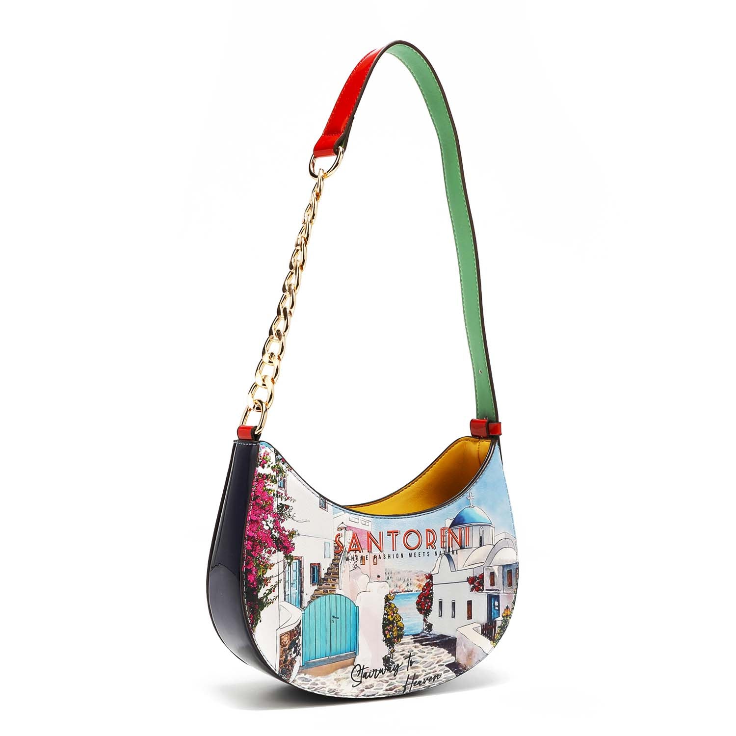 Shoulder bag with half chain tape