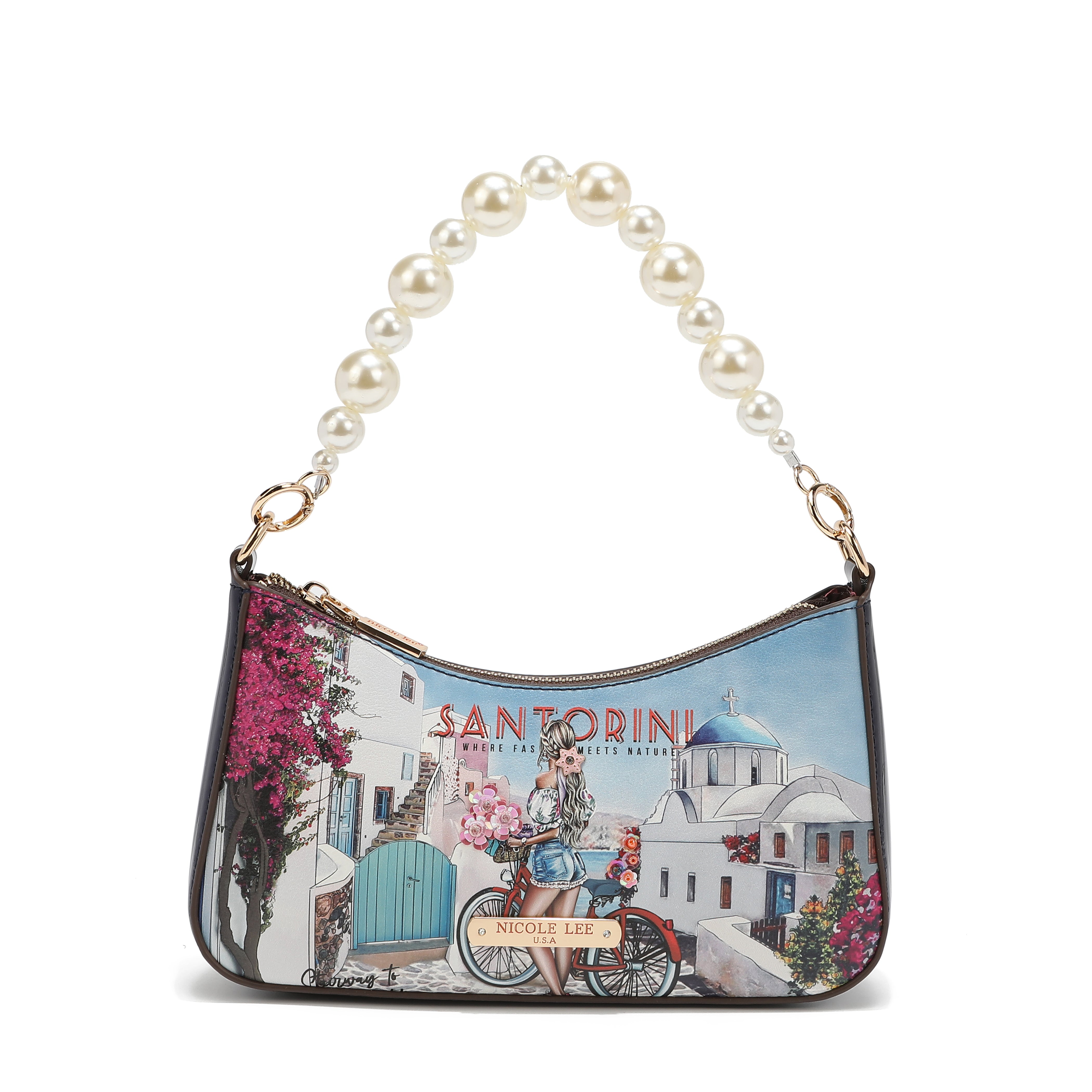 Shoulder bag with pearl handle