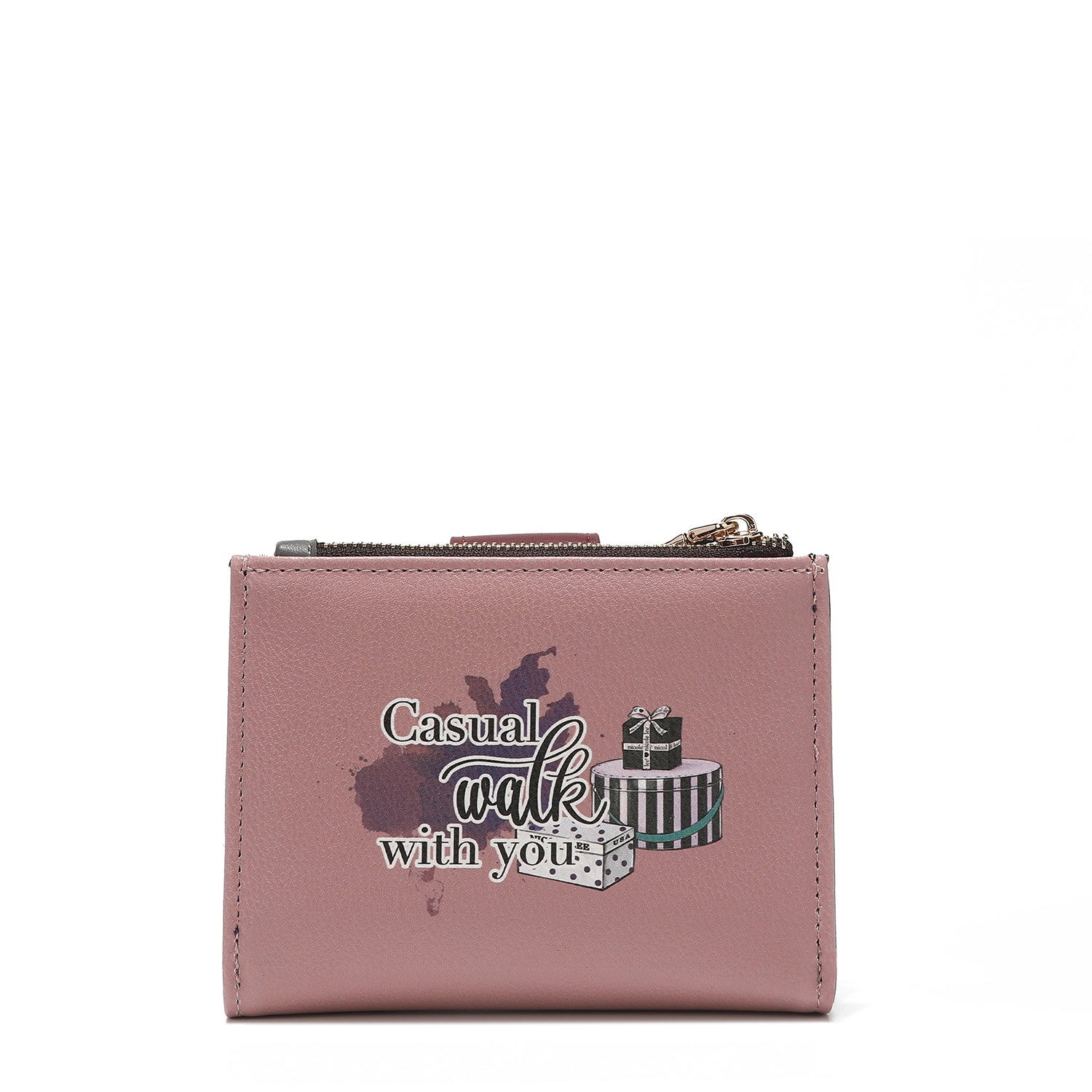 Double fashion compact portfolio with RFID block