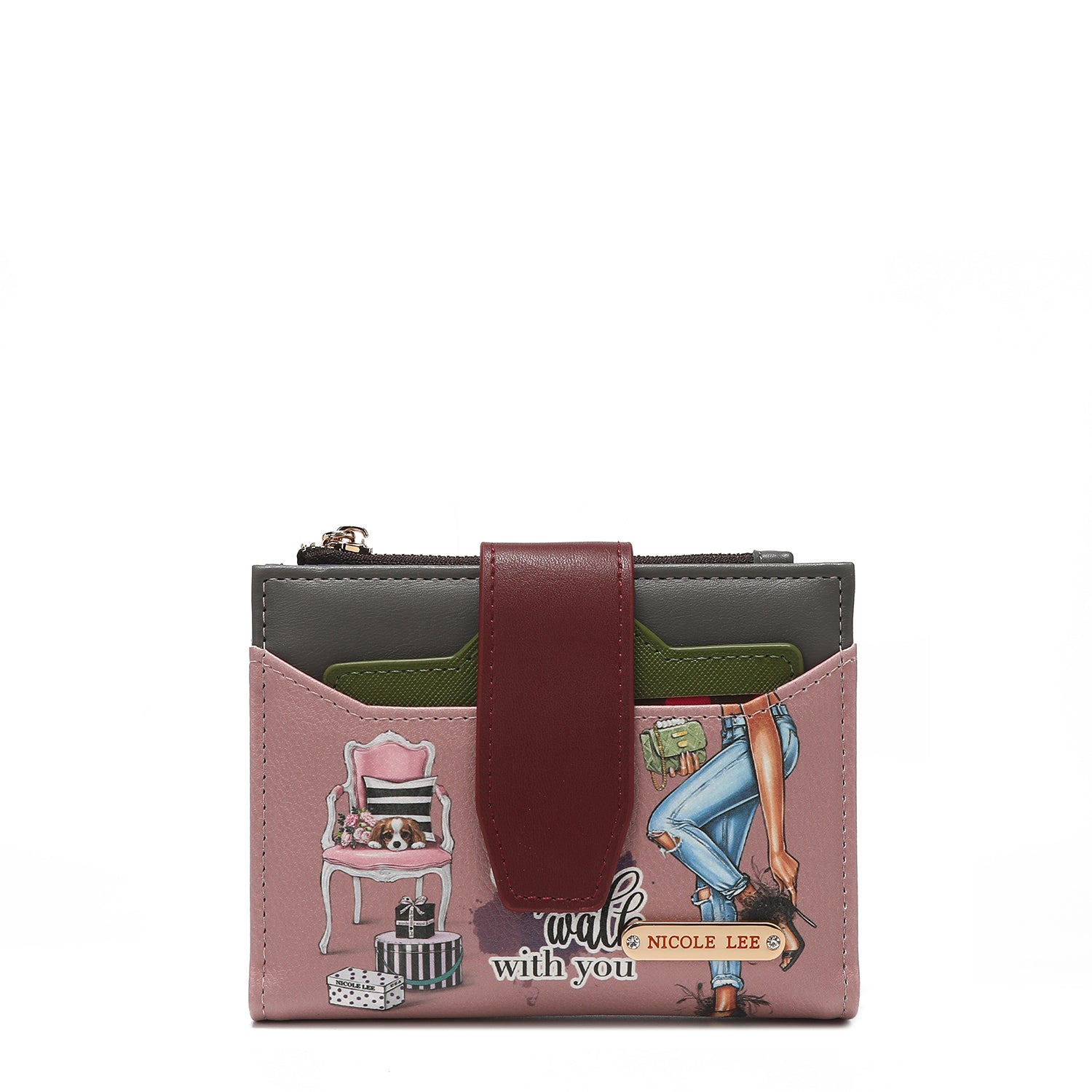 Double fashion compact portfolio with RFID block