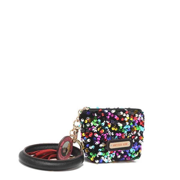 Bracelet with keychain and currency with sequins