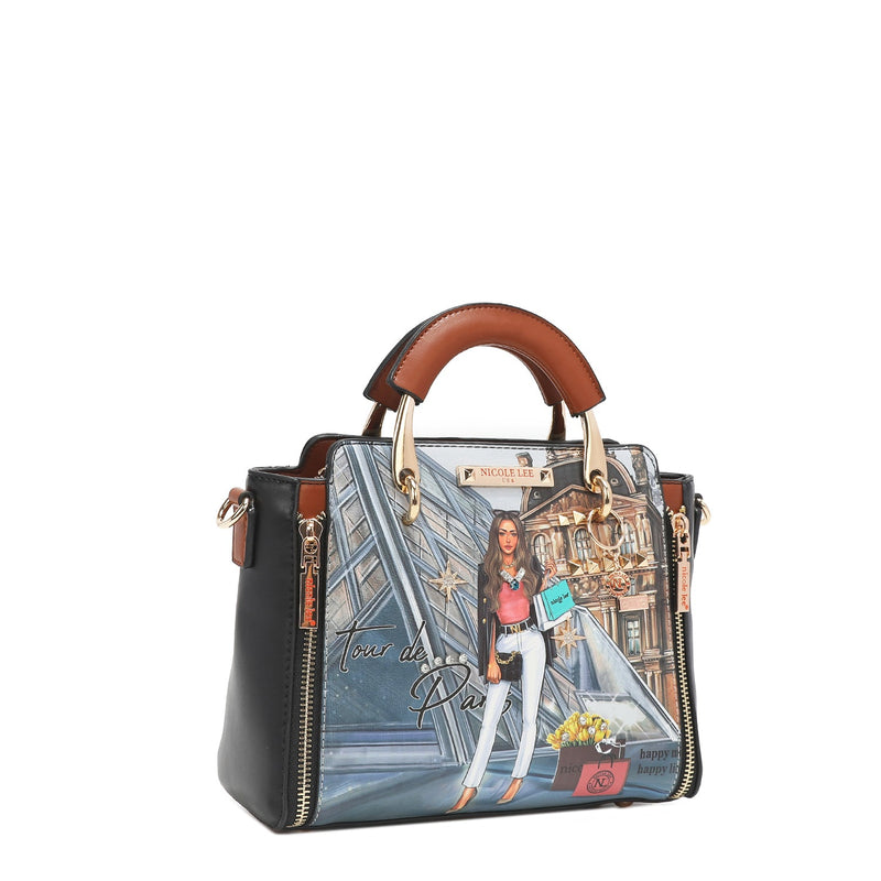 BOLSO DE MANO CON CREMALLERAS "TOUR DE PARIS"