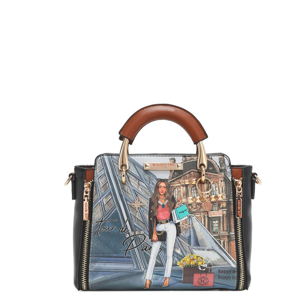 BOLSO DE MANO CON CREMALLERAS "TOUR DE PARIS"