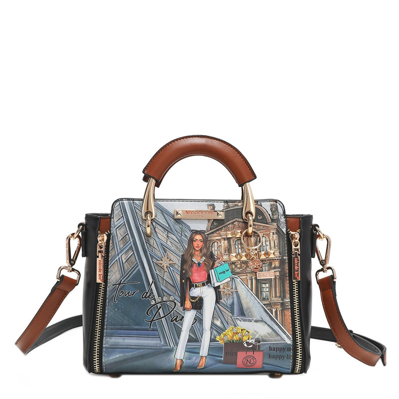 BOLSO DE MANO CON CREMALLERAS "TOUR DE PARIS"