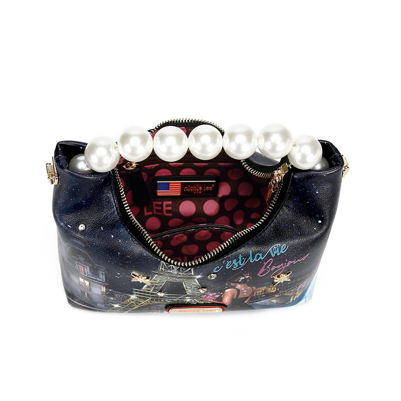 HANDBAG WITH PEARL HANDLE "<tc>TONIGHT FOR YOU</tc>"