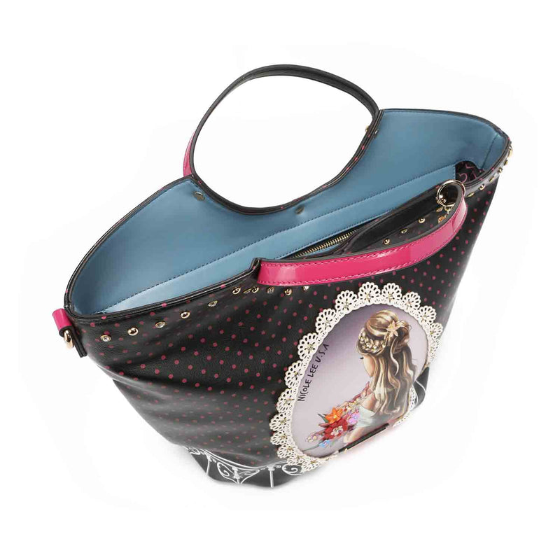 BOLSO SATCHEL CON EL ESTAMPADO "WAITING FOR YOU"